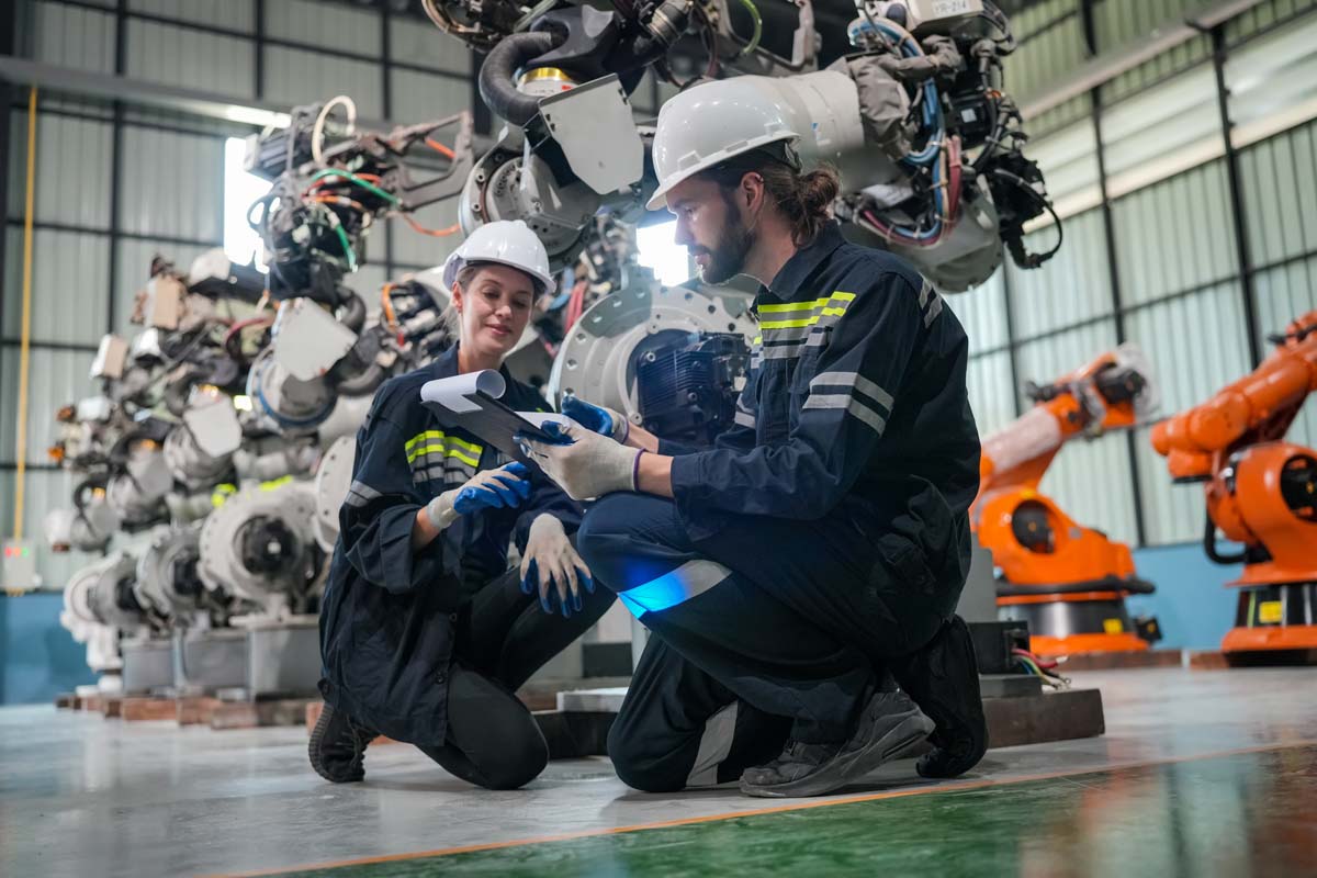 Robotic arm in factory